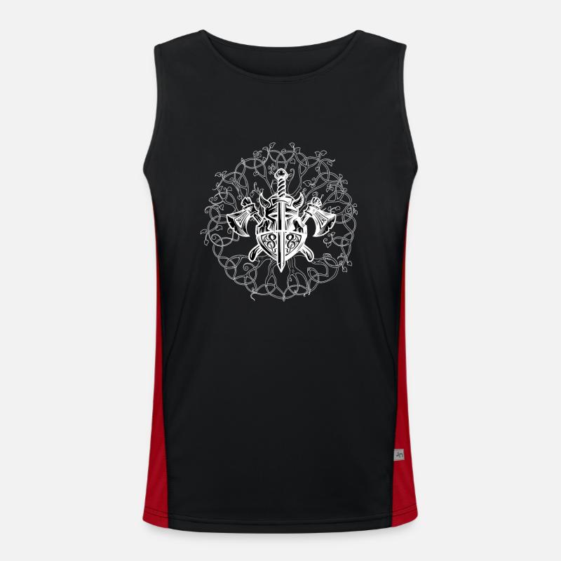 Celtic Ireland Viking Celtic Knot Pattern Tree Men's Functional Contrast Tank Top 