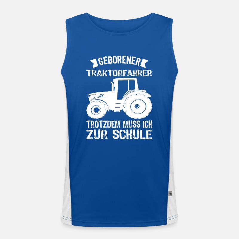 Geborener Traktorfahrer Trotzdem Schule Spruch Funktionelles Kontrast-Tank Top für Männer 