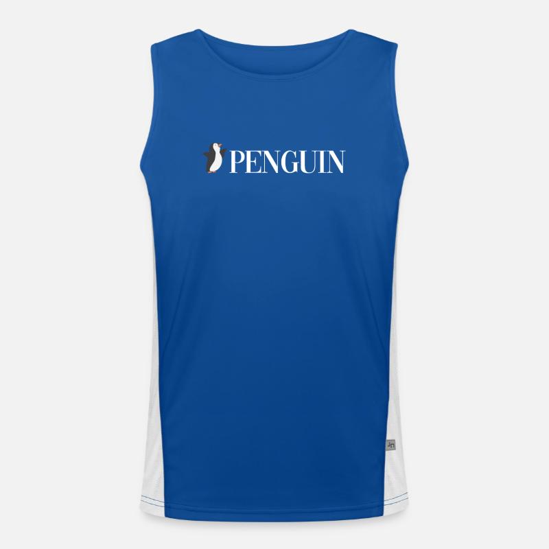 Penguin Text Königspinguin Kaiserpinguin Seevogel Funktionelles Kontrast-Tank Top für Männer 