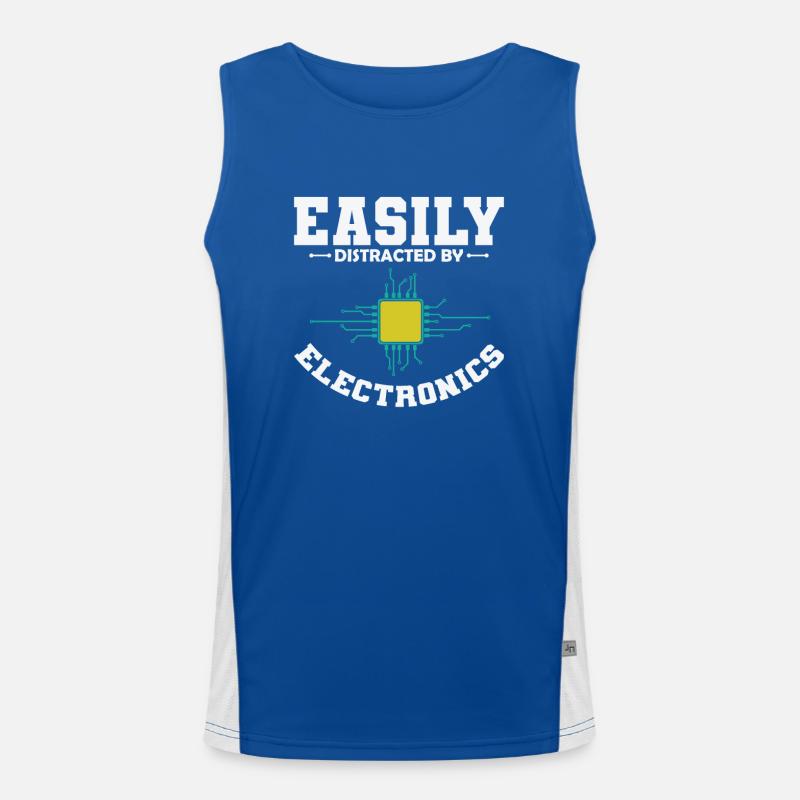 Easily Distracted By Electronics Beruf Funktionelles Kontrast-Tank Top für Männer 