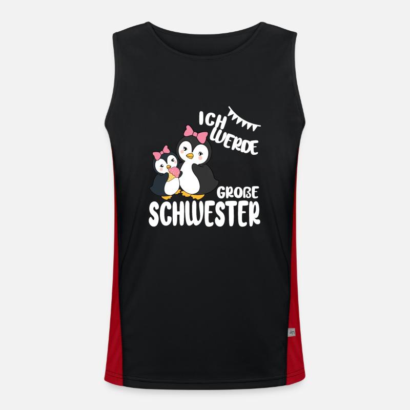 Große Schwester Pinguin Geschwister Mädchen Funktionelles Kontrast-Tank Top für Männer 