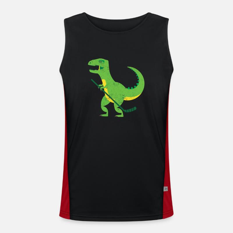 Hockeysaurus Dinosaurier Eishockeyspieler Winter Funktionelles Kontrast-Tank Top für Männer 