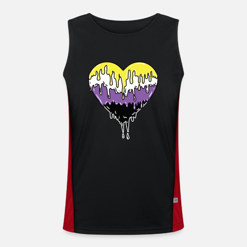 Nonbinary Pride Dropping Heart Débardeur respirant contrasté Homme 