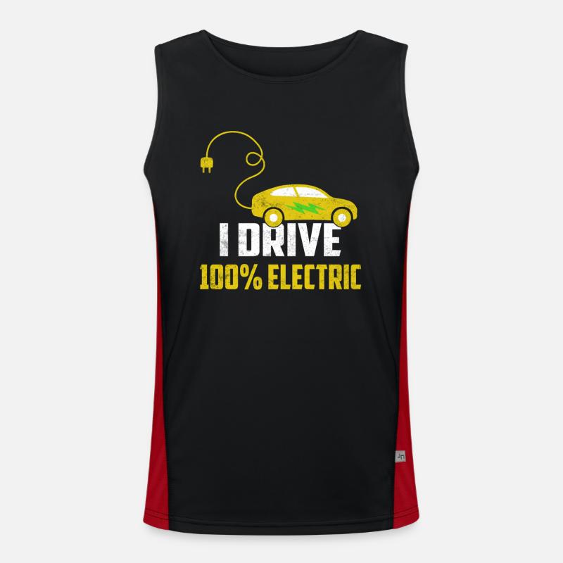 I Drive 100% Electric Mobility EV Car Driver Men's Functional Contrast Tank Top 