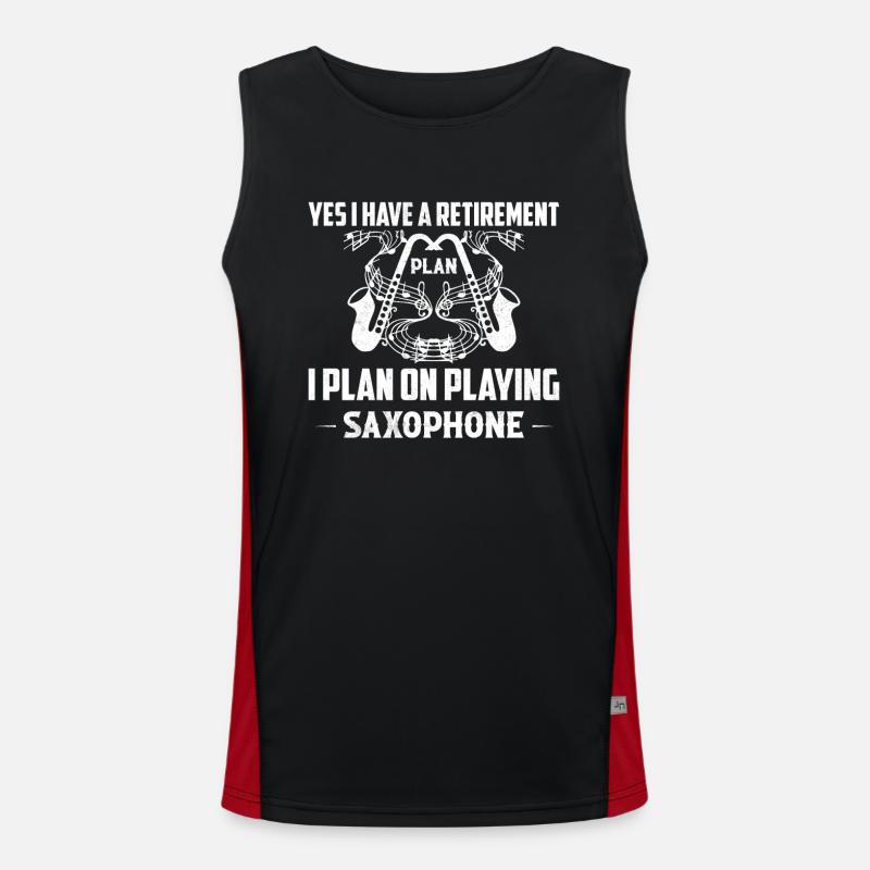 Retirement Plan I Plan On Playing Saxophone Sax J Funktionelles Kontrast-Tank Top für Männer 