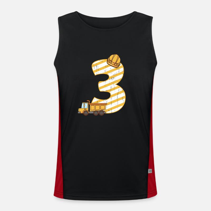 3 years old 3rd construction worker children's birthday party Men's Functional Contrast Tank Top 