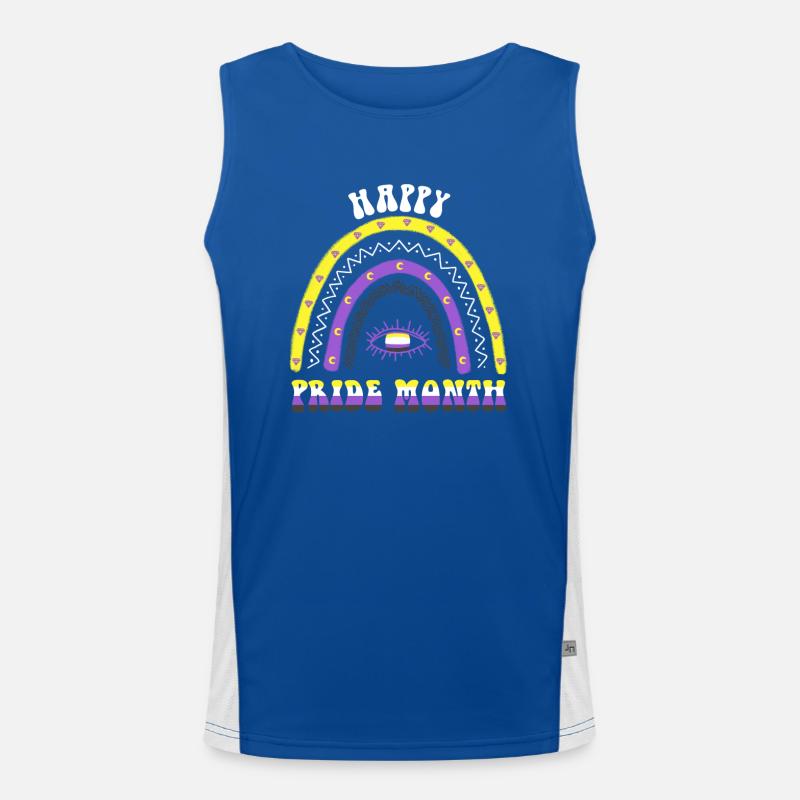 Boho Regenbogen Happy Pride Month Nonbinary Funktionelles Kontrast-Tank Top für Männer 