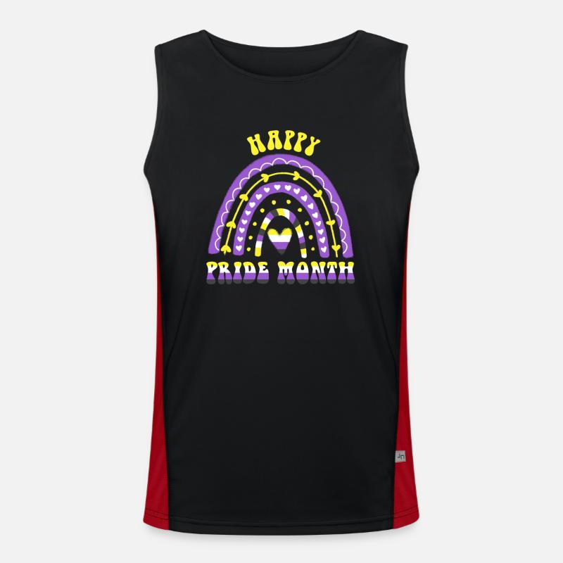 Happy Pride Month Nonbinary Rainbow Men's Functional Contrast Tank Top 