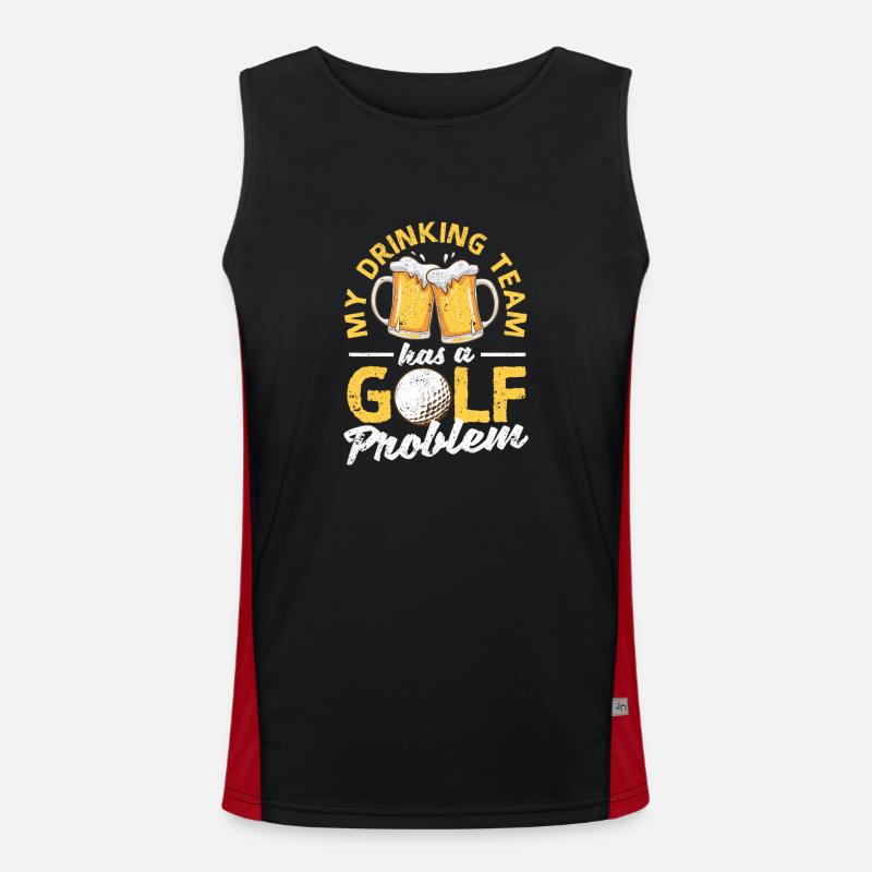 Mon équipe de buveurs a un problème de golf Lustiger Débardeur respirant contrasté Homme 