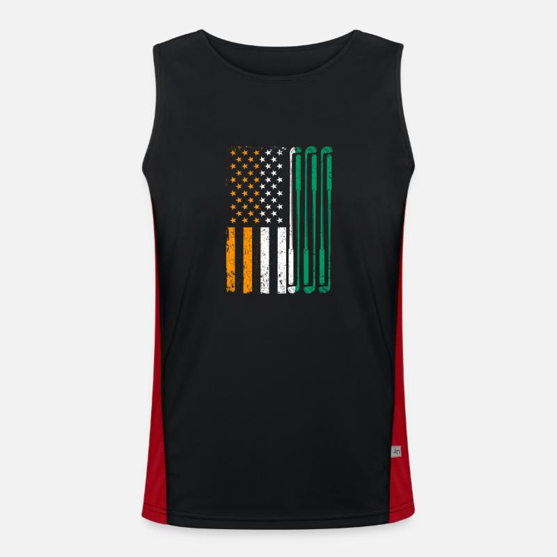 Irish American Flag Golfer St. Paddy Men's Functional Contrast Tank Top 