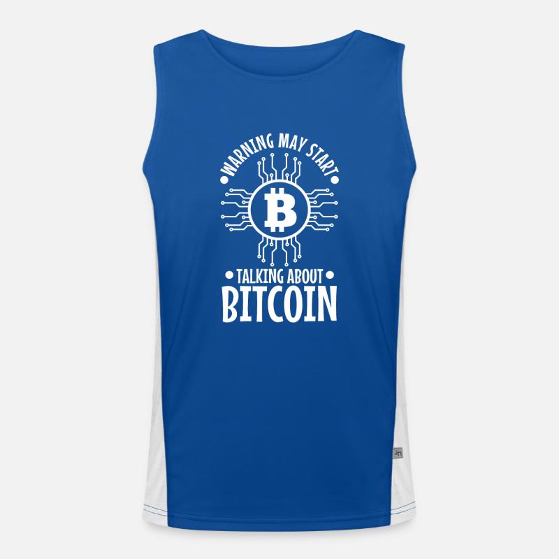 Warning may start talking about bitcoin Funktionelles Kontrast-Tank Top für Männer 