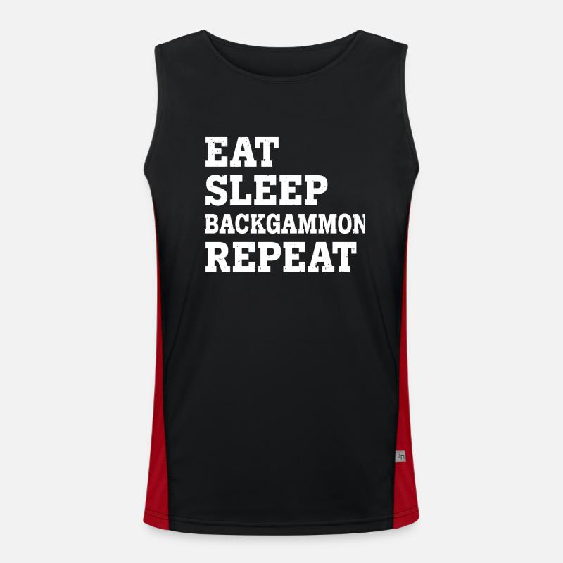 EAT SLEEP BACKGAMMON REPEAT FUNNY SARCASTIC Funktionelles Kontrast-Tank Top für Männer 