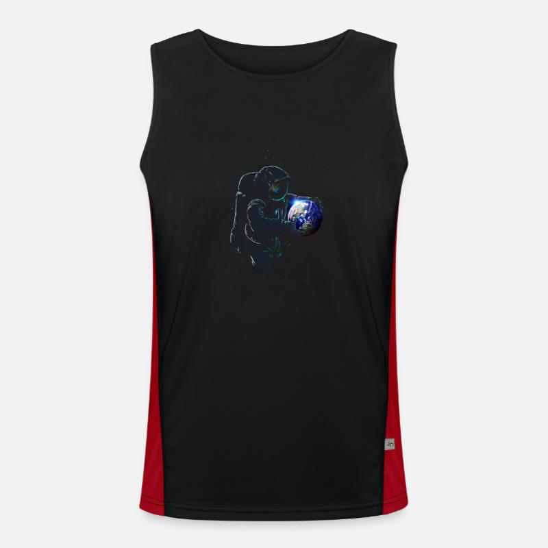 astronaut with earth Men's Functional Contrast Tank Top 