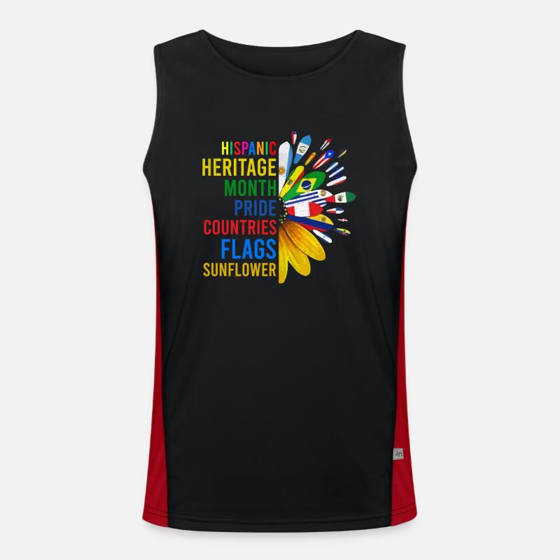 Hispanic Heritage Month Pride Countries Flags Sunf Funktionelles Kontrast-Tank Top für Männer 