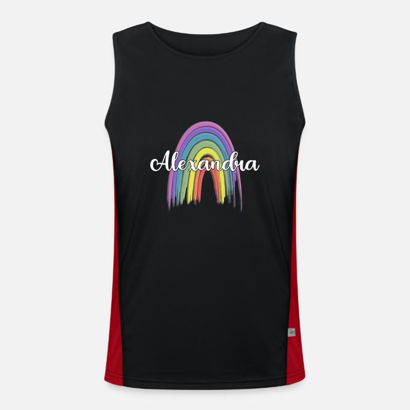 ALEXANDRA Rainbow Cursive Funktionelles Kontrast-Tank Top für Männer 