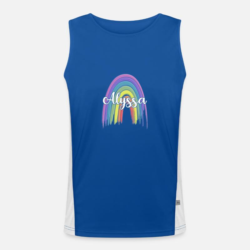 ALYSSA Rainbow Cursive Funktionelles Kontrast-Tank Top für Männer 