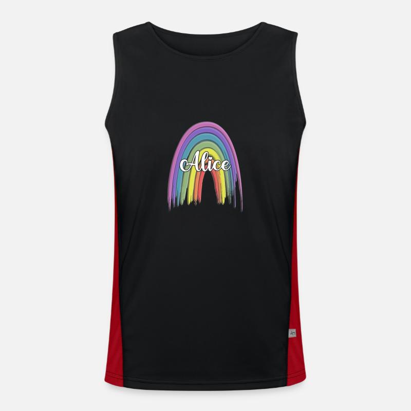 ALICE Rainbow Cursive Funktionelles Kontrast-Tank Top für Männer 