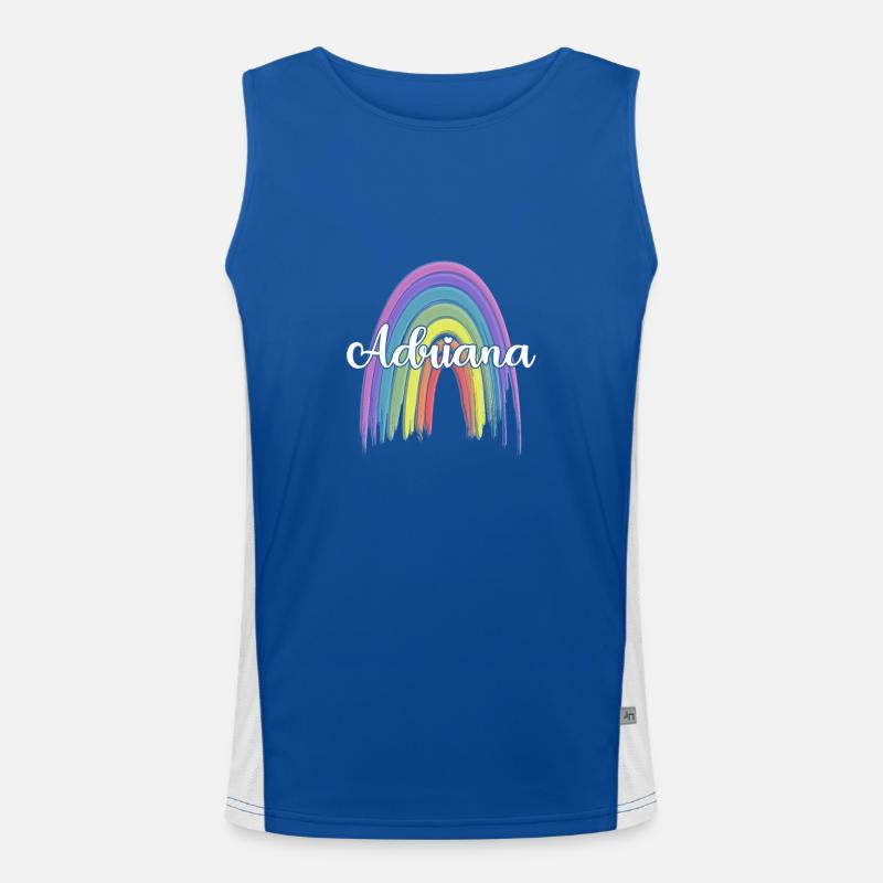 ADRIANA Rainbow Cursive Funktionelles Kontrast-Tank Top für Männer 