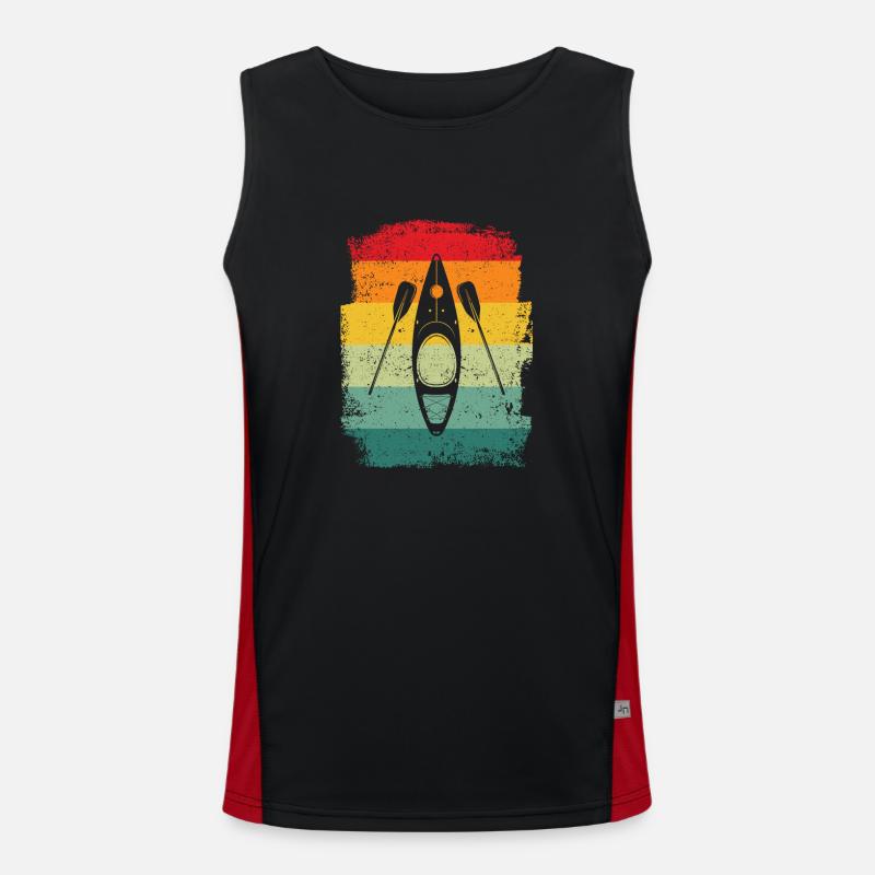 Retro Kayak Canoe Lovers Funny Kayaking Men's Functional Contrast Tank Top 