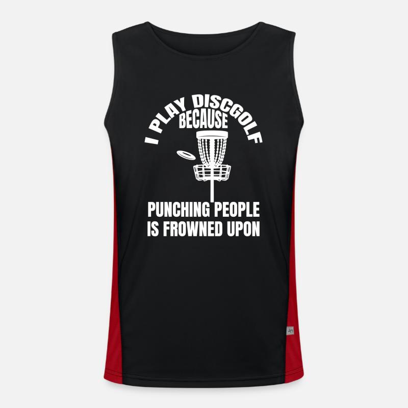 Discgolf lustige Spruch Discgolfer Discgolfspieler Funktionelles Kontrast-Tank Top für Männer 