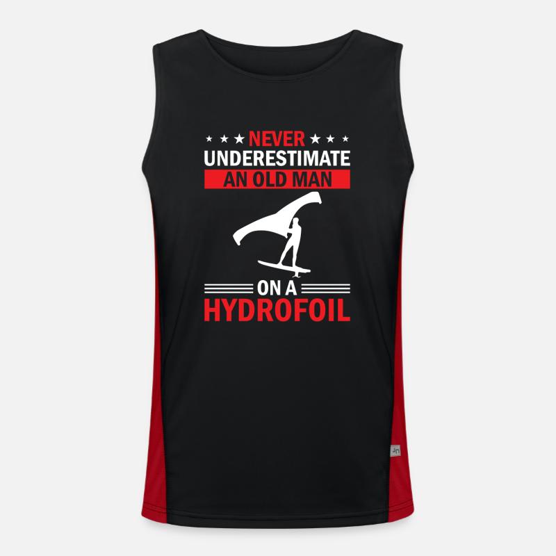 Never Underestimate An Old Man On A Hydrofoil - Wi Funktionelles Kontrast-Tank Top für Männer 