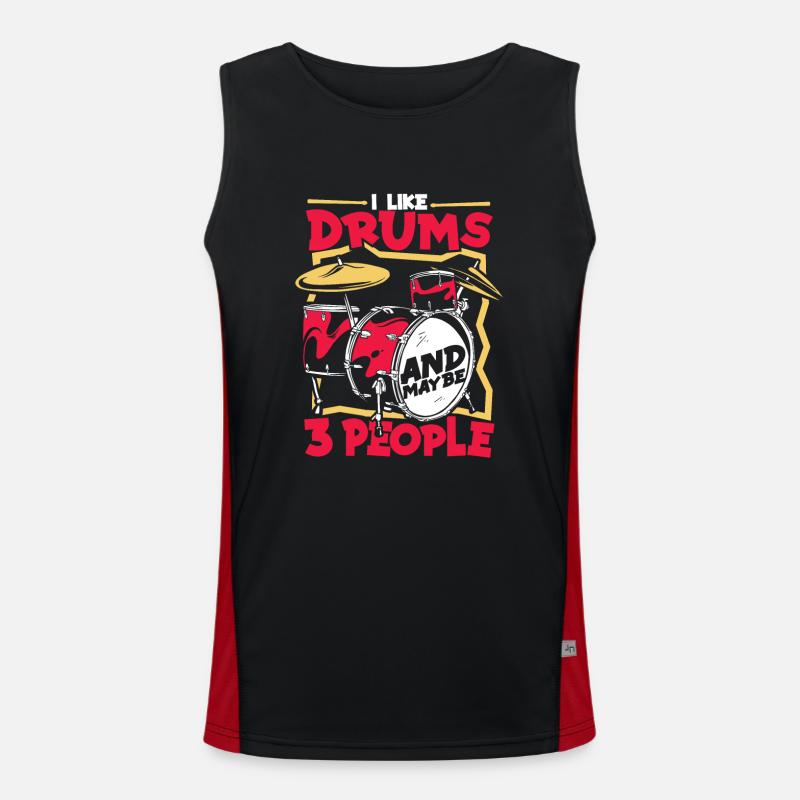 Drums Drummer Drum Drummer - Men's Functional Contrast Tank Top  - black/red