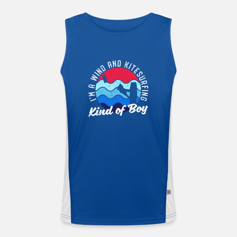Ich bin ein Wind- und Kitesurfing-Junge Kitesurfer Funktionelles Kontrast-Tank Top für Männer 