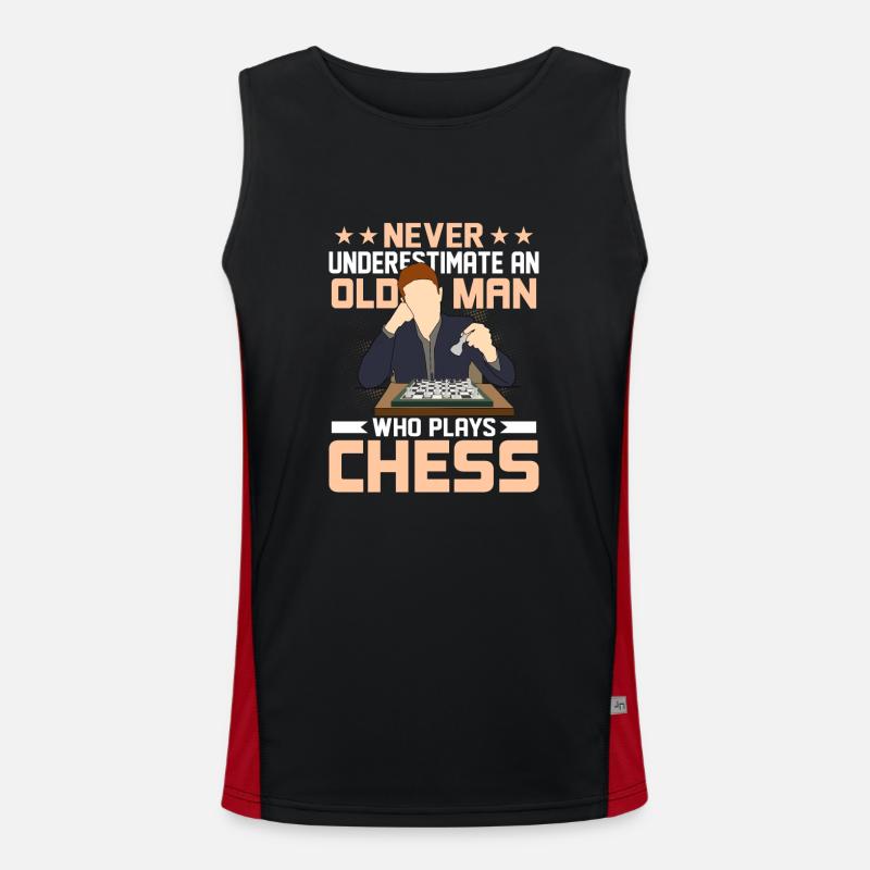 Never Underestimate An Old Man Who Plays Chess Boa Funktionelles Kontrast-Tank Top für Männer 