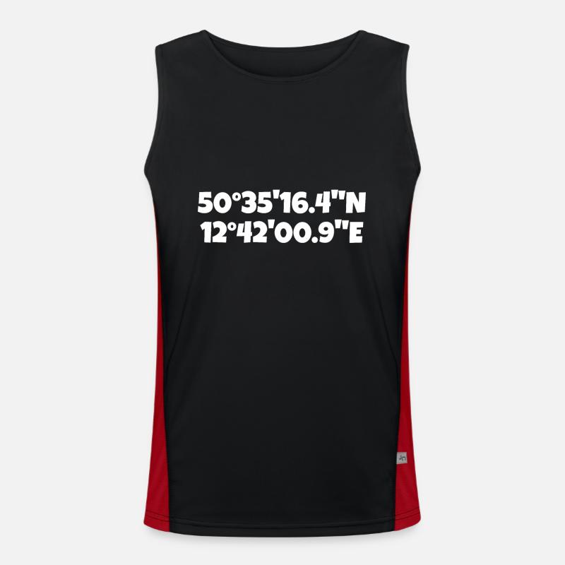 Aue Erzgebirge coordinates - Men's Functional Contrast Tank Top  - black/red
