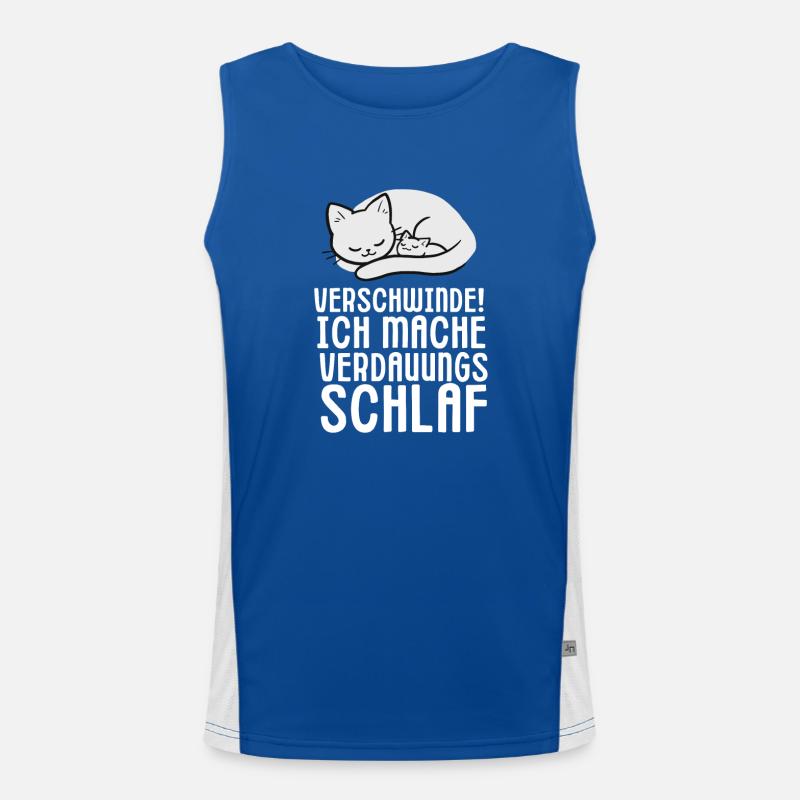 Verschwinde Ich schlafe Katze Katzen Geschenk Funktionelles Kontrast-Tank Top für Männer 