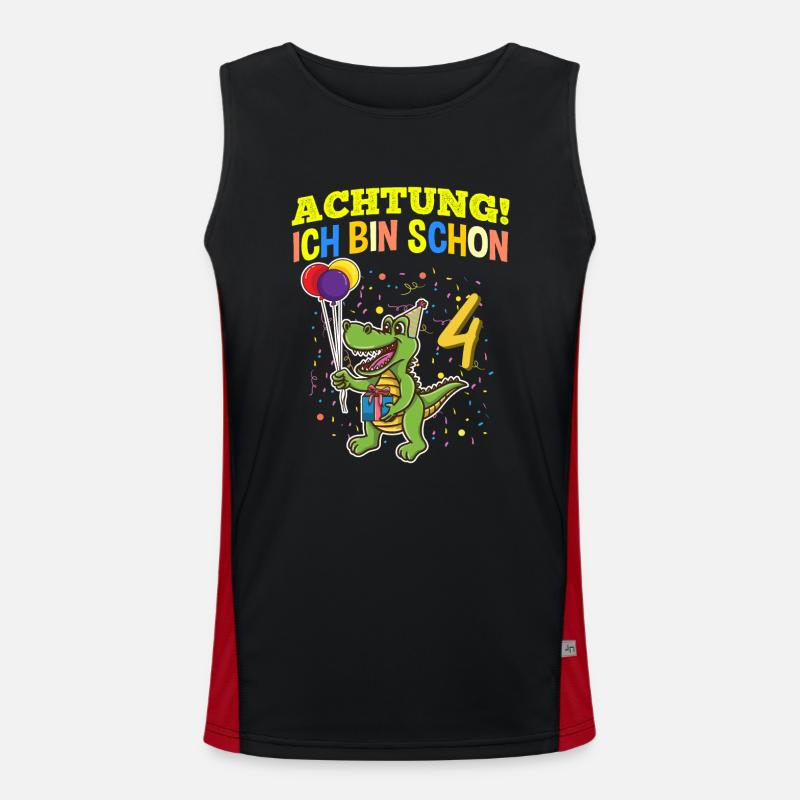 Achtung Ich Bin Schon 4 Geburtstag Alligator Funktionelles Kontrast-Tank Top für Männer 