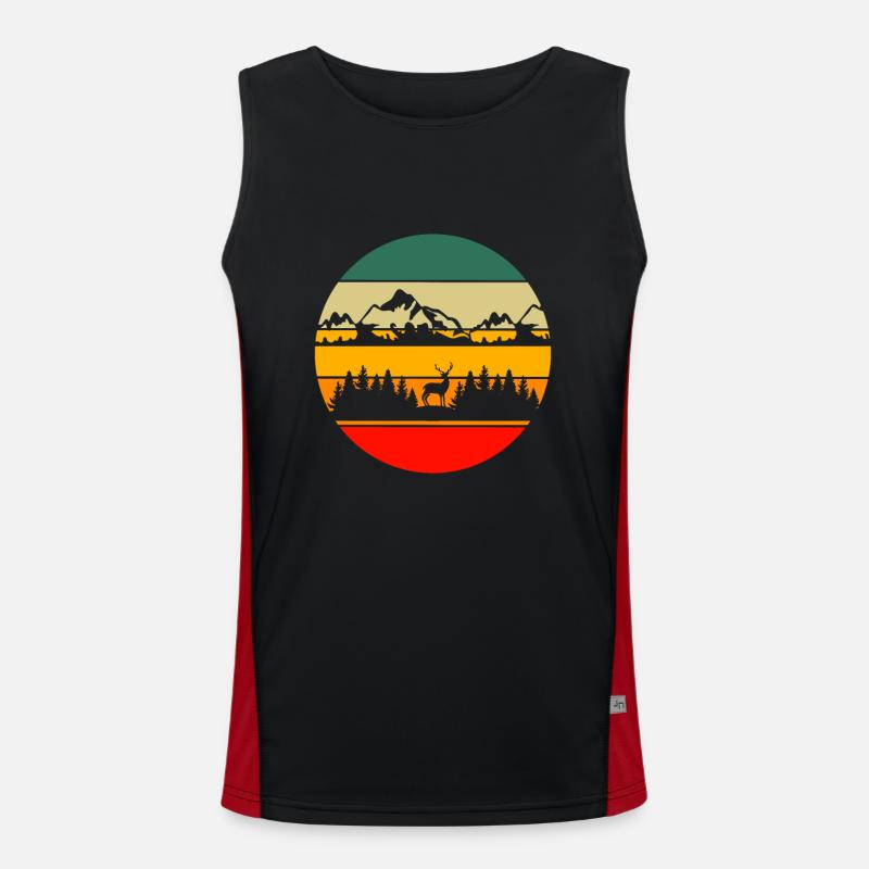 Forest Hikers Retro Mountain Deer Nature Men's Functional Contrast Tank Top 