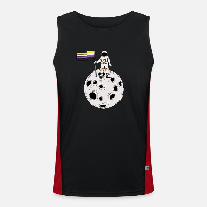 Nonbinary astronaut on the moon Nonbinary flag Men's Functional Contrast Tank Top 