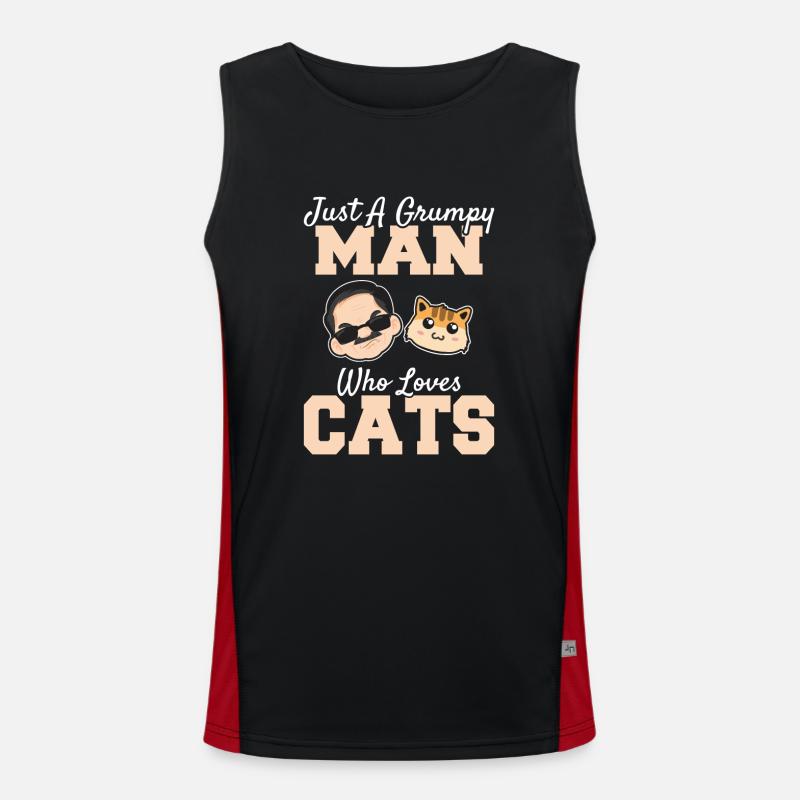 Just A Grumpy Man Who Loves Cats Cat Dad Funny Cat Funktionelles Kontrast-Tank Top für Männer 