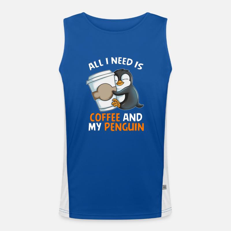 All i need is Coffe and my Penguin Emperor Penguin Men's Functional Contrast Tank Top 