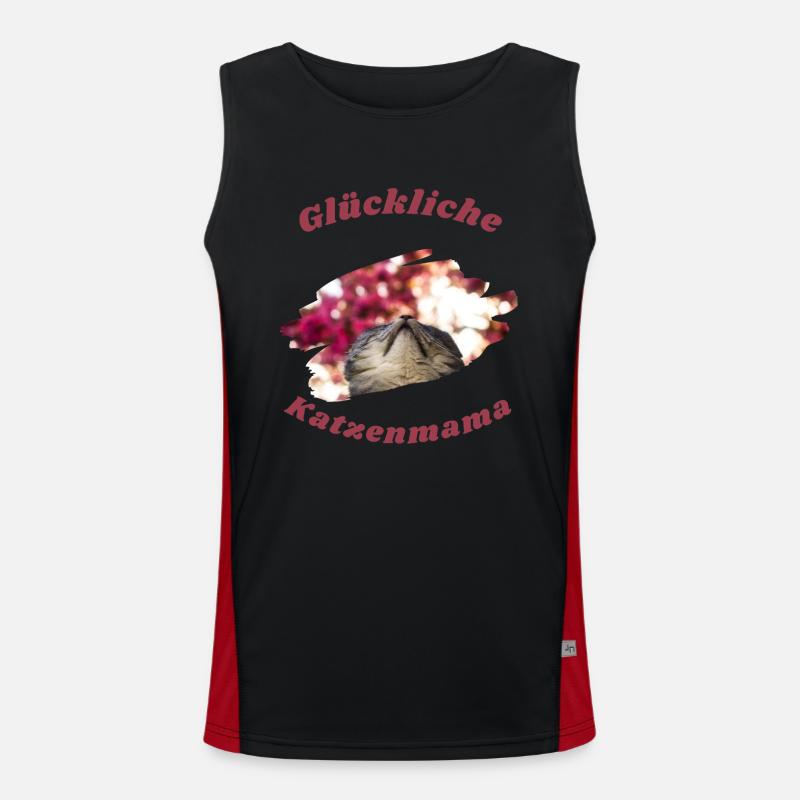 Glückliche Katzenmama Muttertag Mutter Bunt Lustig Funktionelles Kontrast-Tank Top für Männer 