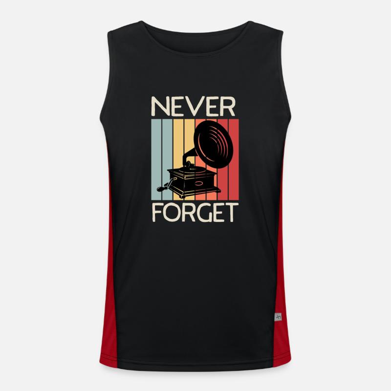 NEVER FORGET/ VINYL DESIGN Funktionelles Kontrast-Tank Top für Männer 