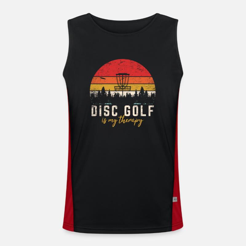 Disc Golf Is My Therapy Funny Frisbee Golf Disc Go Débardeur respirant contrasté Homme 