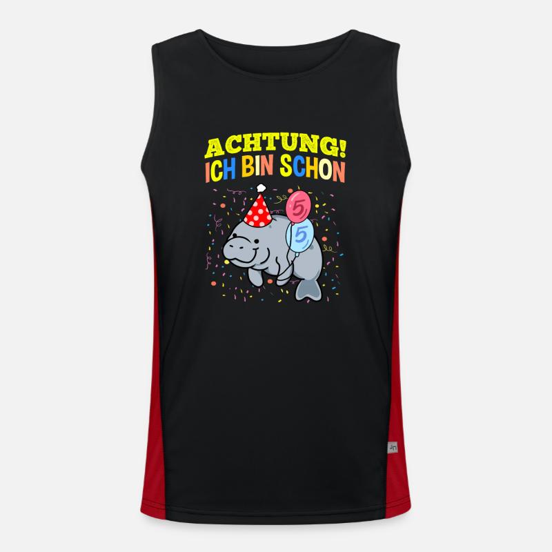 Achtung Ich Bin Schon 5 Geburtstag Manatee Funktionelles Kontrast-Tank Top für Männer 