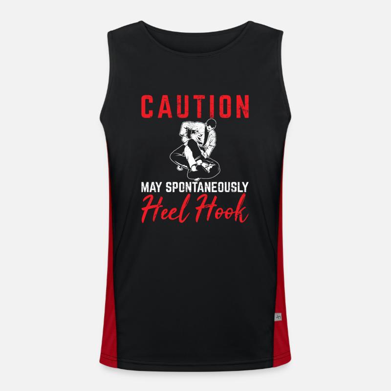Caution May Spontaneously Heel Hook BJJ Jiu Jitsu Funktionelles Kontrast-Tank Top für Männer 