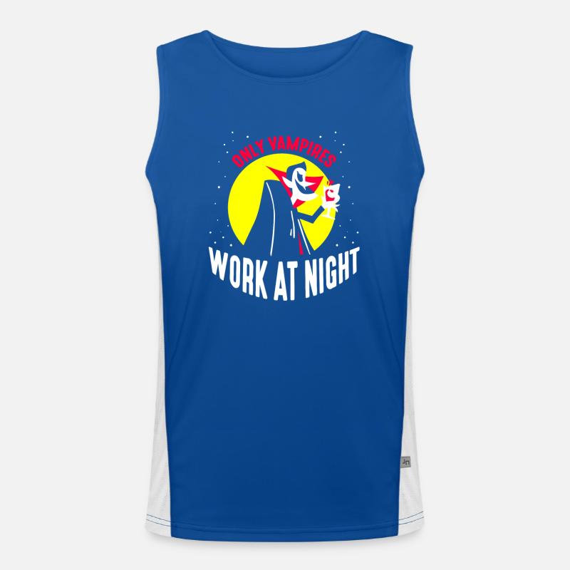 Only vampires work day shift sayings at night Men's Functional Contrast Tank Top 