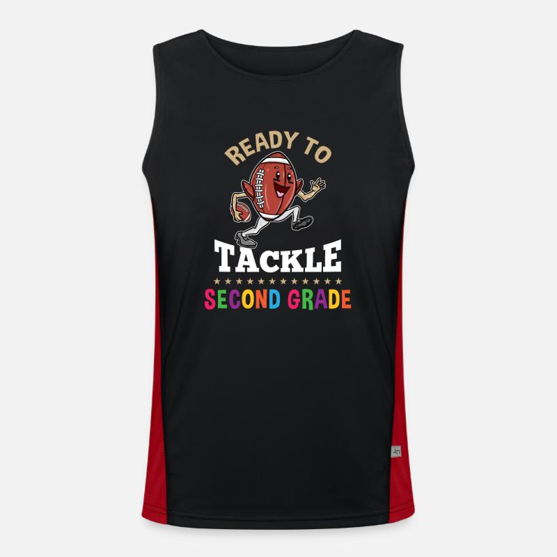 Ready To Tackle Second Grade Erster Schultag Funktionelles Kontrast-Tank Top für Männer 