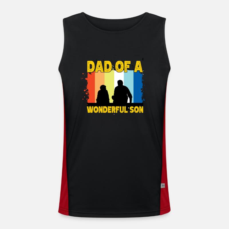 Vater Eines Wunderbaren Sohnes Papa Papi Sprüche Funktionelles Kontrast-Tank Top für Männer 