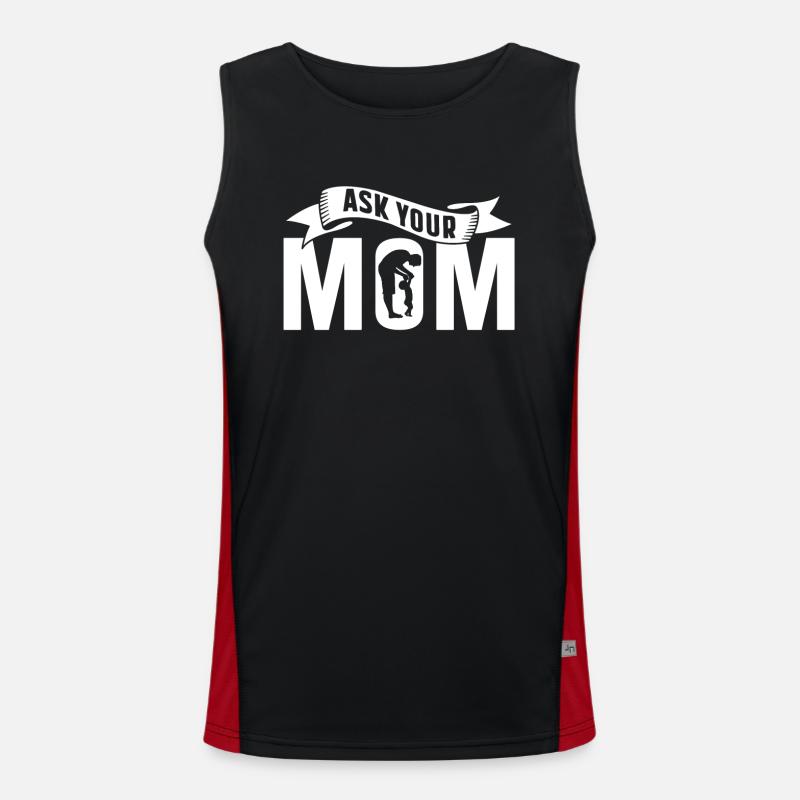 Frag Deine Mutter Vater Tag Papa Vater Papi Funktionelles Kontrast-Tank Top für Männer 
