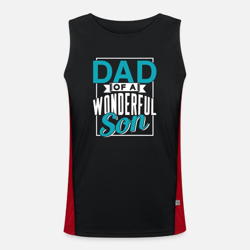 Vater Eines Wunderbaren Sohnes Sprüche Papa Papi Funktionelles Kontrast-Tank Top für Männer 