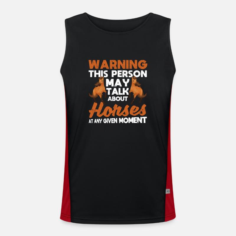 Warning This person can talk about horses Men's Functional Contrast Tank Top 