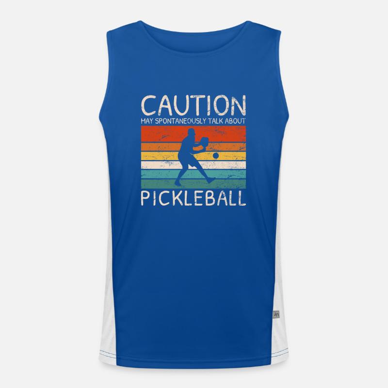 Caution May Spontaneously Talk About Pickleball Pl Men's Functional Contrast Tank Top 