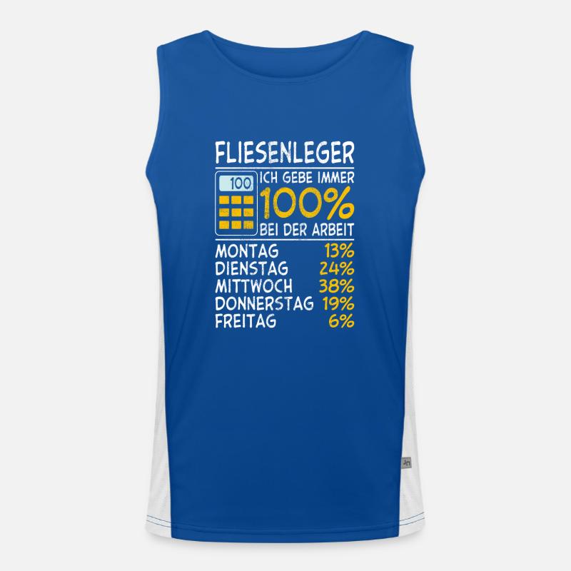 Fliesenleger Ich gebe immer 100% bei der Arbeit Funktionelles Kontrast-Tank Top für Männer 