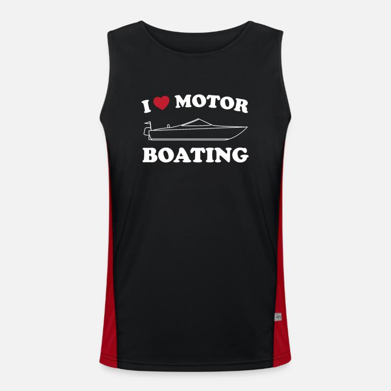Ich Liebe Motorbootfahren Funktionelles Kontrast-Tank Top für Männer 