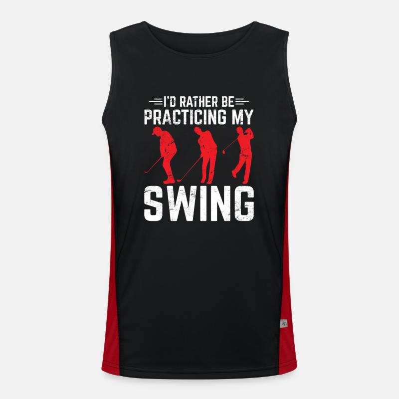 I'd Rather Be Practicing My Swing Golf Funny Golfi - Men's Functional Contrast Tank Top  - black/red